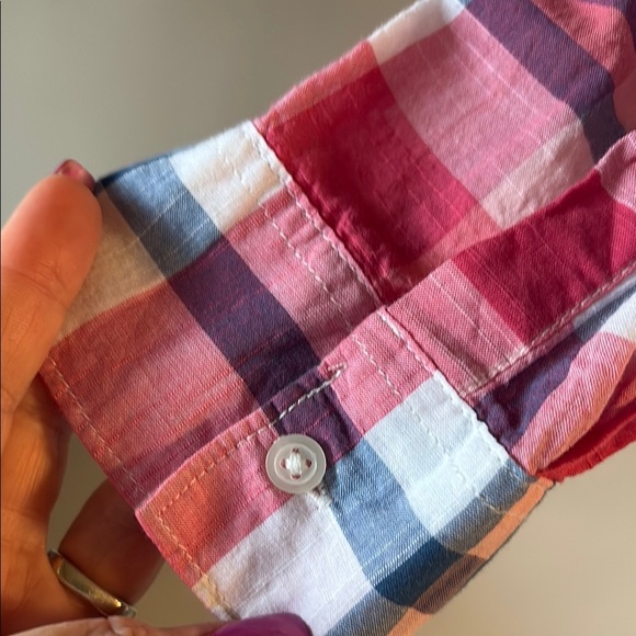 Joe Fresh women’s Pink and Blue Plaid Button Down Shirt - Picture 5 of 11